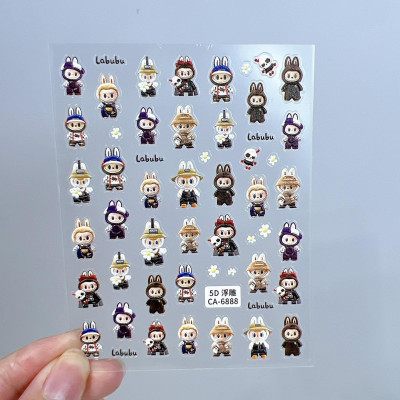Sticker Dán Móng 5D Hình Labubu Đáng Yêu, Sticker Làm Nail, Miếng Dán Móng Tay 5D Labubu Cute  Ngộ Ngĩnh Hot Trend