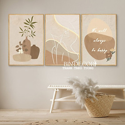 (ẢNH THẬT) Tranh treo tường minimalist 4 trang trí decor phòng khách hiện đại kèm đinh