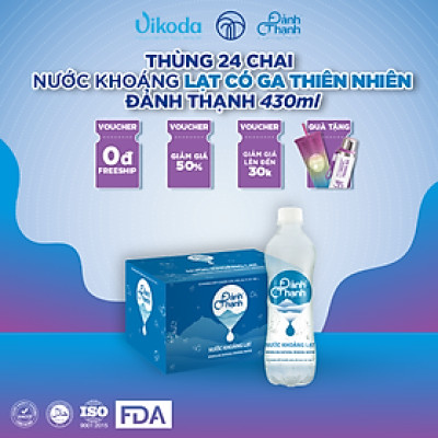Thùng 24 chai Nước Khoáng Thiên Nhiên Có Ga Đảnh Thạnh 430ml