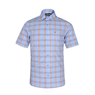 Áo sơ mi nam KHATOCO ngắn tay kẻ caro A1MN438T2-CNCR060-2408-N