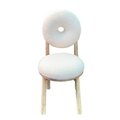 Ghế ngồi trang điểm dễ thương dành cho nữ DONUT-F Nội thất Capta Ghế gỗ ash nệm vải lông cừu màu trắng kem sang trọng hiện đại tại HCM 