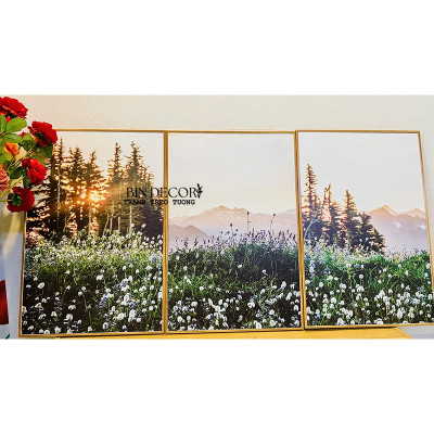 (ẢNH THẬT) Tranh treo tường hoa cỏ trắng mùa xuân tranh trang trí decor kèm đinh