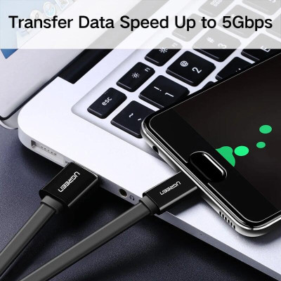 Ugreen UG10697US172TK 1M màu Đen Cáp USB TypeC sang USB 3.0 cáp dẹt - HÀNG CHÍNH HÃNG