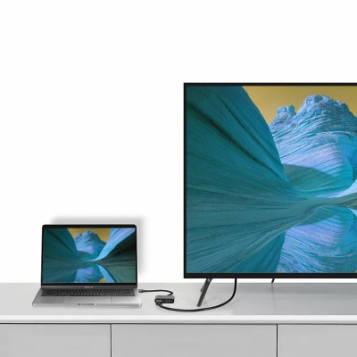 Ugreen UG50738CM162TK 15CM màu Xám Bộ chuyển đổi TYPE C sang HDMI + VGA + hỗ trợ nguồn TYPE C - HÀNG CHÍNH HÃNG