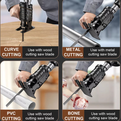 ĐẦU CHUYỂN ĐỔI MÁY KHOAN THÀNH MÁY CƯA CẦM TAY ĐA NĂNG TẶNG 3 LƯỠI CƯA TIỆN DỤNG MẪU MỚI HÀNG CHẤT LƯỢNG