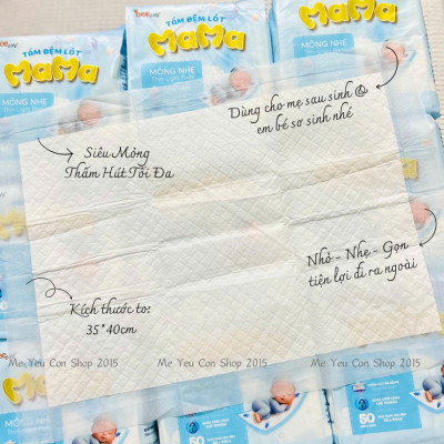 Miếng Lót Chống Thấm, Miếng Lót Thay Tã Dùng 1 Lần MAMA Mỏng, Nhẹ, Thấm Hút Tốt Dùng Bé Sơ Sinh