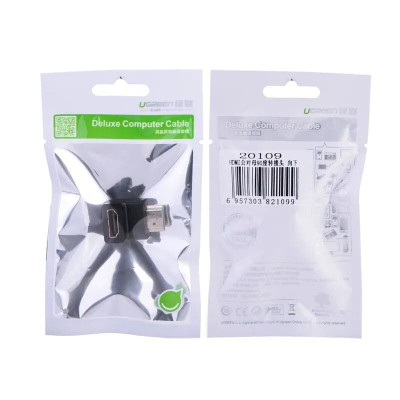 Ugreen UG20109HD112TK Màu Đen Đầu nối dài HDMI gập 90 độ - HÀNG CHÍNH HÃNG