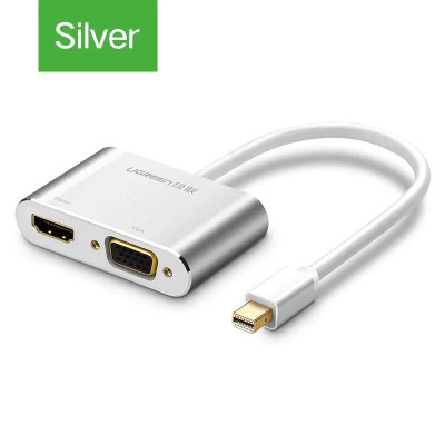 Ugreen UG20421MD115TK Màu Bạc Bộ chuyển đổi Mini DP sang HDMI + VGA vỏ nhôm - HÀNG CHÍNH HÃNG