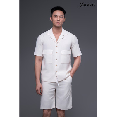 Áo sơ mi nam trắng linen ngắn