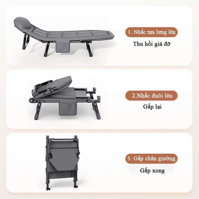 Giường Ngủ Văn Phòng Gấp Gọn, Giường Xếp Thông Minh Di Động Nằm Nghỉ Trưa Tiện Ích. Khung Thép Sơn Tĩnh Điện - Hàng chính hãng