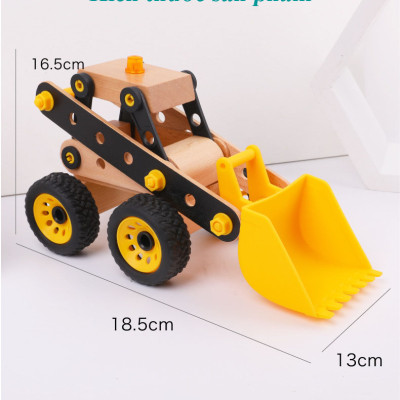 Đồ Chơi Gỗ Xe Xúc, Bộ Đồ Chơi Lắp Ghép Xếp Hình Cho Bé - Tặng Kèm 01 Tranh Ghép Gỗ 16 Mảnh