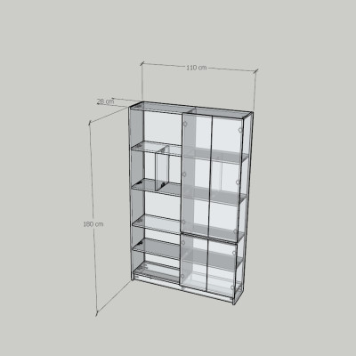 HAPPY FURNITURE , Kệ sách 4 cửa mở - CATY, KSA_085 , 110cm x 28cm x 180cm DxRxC