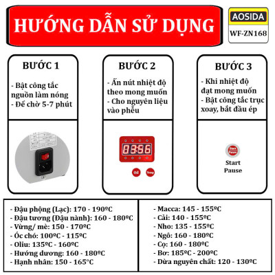 Máy ép dầu gia đình AOSIDA WF-ZN168 Thương hiệu Anh Quốc với Công suất cực lớn 1800W, Ép 6-8kg/giờ - Hàng Nhập Khẩu