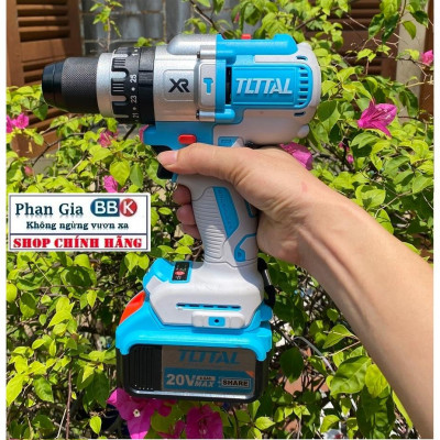 [chính hãƞg] Máy Khoan Pin TOTAL 20V, Đầu Autolock 13mm, Động Cơ Không Chổi Than Hàng Cao Cấp (Bảo  Hành 12 Tháng)
