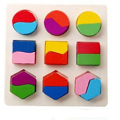 Bộ bảng học hình khối gỗ Montessori 3 tấm – Đồ chơi giáo dục nhận dạng màu sắc và hình dạng cho bé