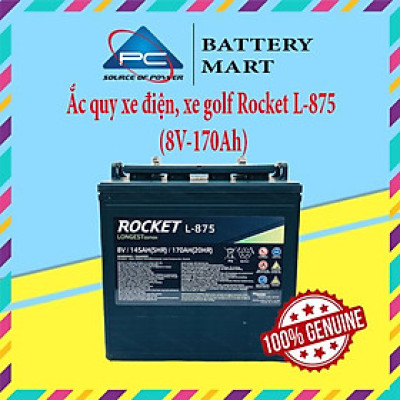 Ắc quy xe golf, ắc quy Rocket L-875 (8V-170Ah), ắc quy xe điện du lịch