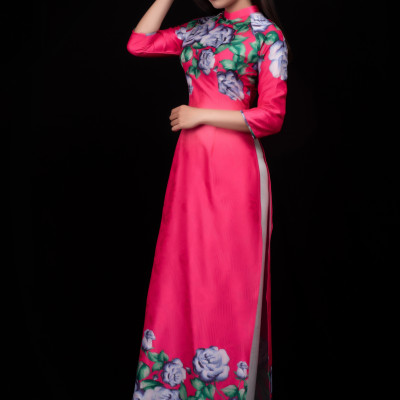 Áo dài Gấm in