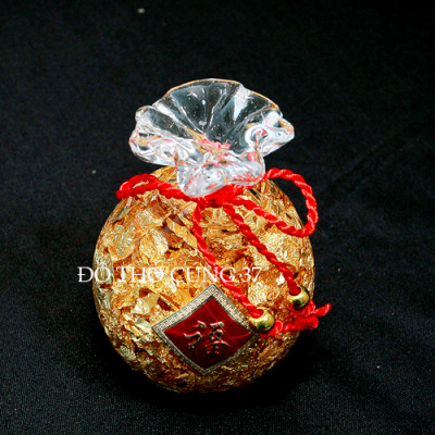 Túi vàng thủy tinh phong thủy [ may mắn thu hút tài lộc ]