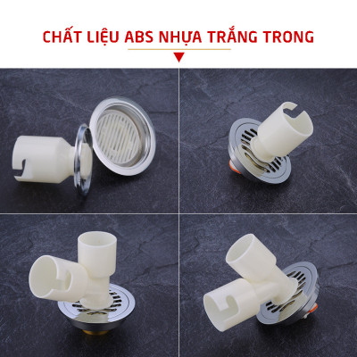 Đầu nối thoát nước máy giặt, thoát nước thải kiêm chống mùi hôi, ngăn côn trùng trào ngược lắp thoát sàn, ống PVC, bộ 2 chạc MIHOCO 3112