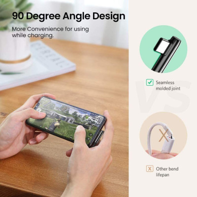 Ugreen UG70415US313TK 2M màu đen cáp USB type C bẻ góc phải 90 độ ra usb A chống nhiễu - HÀNG CHÍNH HÃNG
