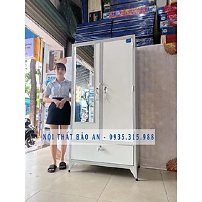 Tủ sắt sơn tĩnh điện hộc bật màu xám 1m6x90cm - Nội Thất Bảo An