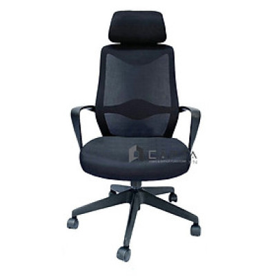 Ghế xoay lưng lưới nệm vải có tựa đầu màu đen CM4288-M Nội thất Capta