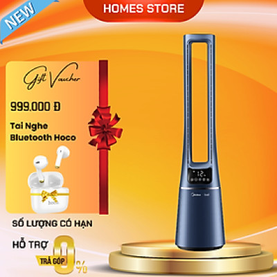 Quạt Không Cánh Midea AMS150E-TM Nhận Diện Điều Khiển Gió AI Tự Động  Độ Gió, Lọc Ion Khử Trùng SPI Và Làm Sạch Không Khí, Góc Quay 60 Độ, Kết Nối App - Hàng Nhập Khẩu