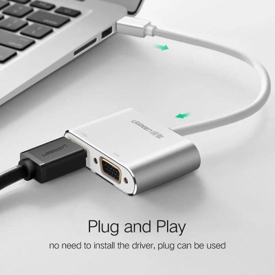 Ugreen UG20421MD115TK Màu Bạc Bộ chuyển đổi Mini DP sang HDMI + VGA vỏ nhôm - HÀNG CHÍNH HÃNG