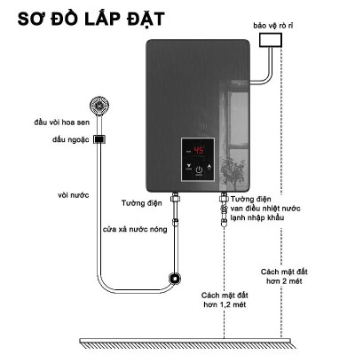 Máy Nước Nóng Trực Tiếp Màn Hình LCD – An Toàn Chống Giật, Cảm Biến Nhiệt, Kèm Vòi Sen Đẹp
