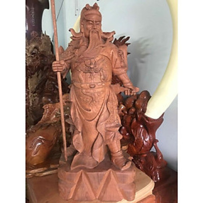 Tượng Quan Công Đứng Gỗ Mỹ Nghệ Tự Nhiên Đẹp Size cao 70cm ngang 28cm tính cây luôn 95cm Anh Chị Trưng Phòng Khách Nhà , Công Ty , Cửa Hàng ạ
