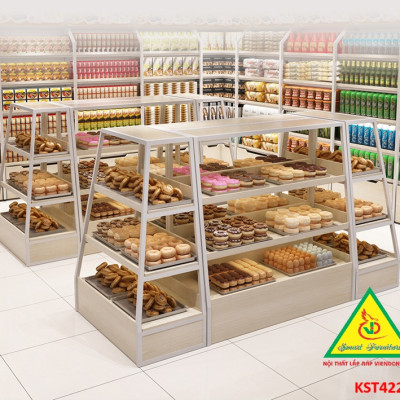 Kệ gỗ trưng bày rau củ quả, kệ trưng bày sản phẩm, hàng hóa KST422 - NỘI THẤT LẮP RÁP VIENDONGADV