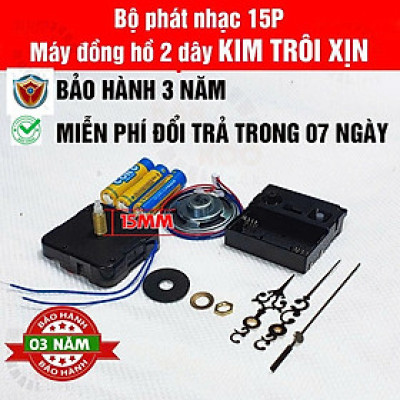 COMBO 10 bộ máy phát nhạc chuông-điểm giờ kèm máy đồng hồ treo tường KIM TRÔI TRỤC DÀI 15MM - loại XỊN 12888 bánh xe đỏ
