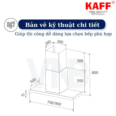 Máy hút mùi toa kính 900mm KAFF KF_FL90RH Tặng bộ lọc than thay thế _ Hàng Chính Hãng