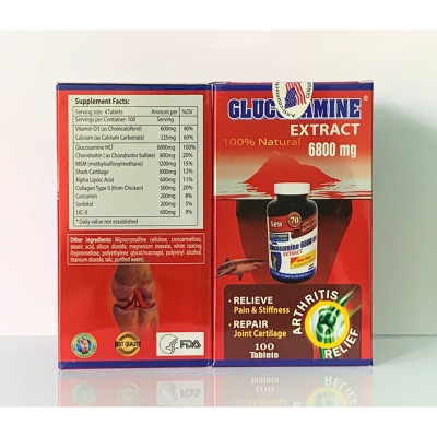 Viên Uống Hỗ Trợ Xương Khớp Glucosamine extract  6800mg - Hộp 100 viên- Nhập Khẩu MỸ