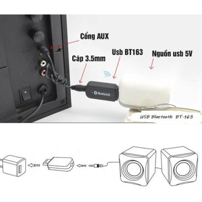 Usb Bluetooth Audio BT 163 HJX-001 Chuyển Loa Thường Thành Loa Bluetooth - Hàng Nhập Khẩu