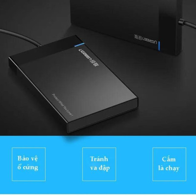 Ugreen UG30848US221TK 30CM dây tích hợp màu Đen Hộp đựng ổ cứng 2.5inch chuẩn SATA - HÀNG CHÍNH HÃNG