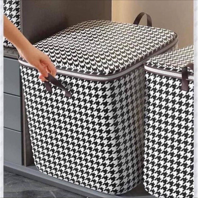 Giỏ Đựng Đồ Sọc Caro Trắng Đen – Gấp Gọn, Đa Năng, Dày Dặn, Dùng Cho Gia Đình, Du Lịch, Dọn Nhà