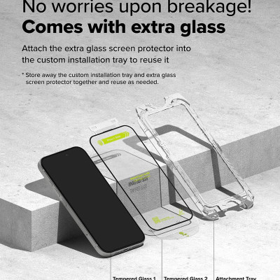 Bộ 2 Kính Cường Lực Kèm Khung Dán dành cho iPhone 16 Pro Max/ 16 Pro/ 16 Plus/ 15 plus/ iphone 16/ 15 RINGKE Easy Slide Tempered_ Hàng chính hãng