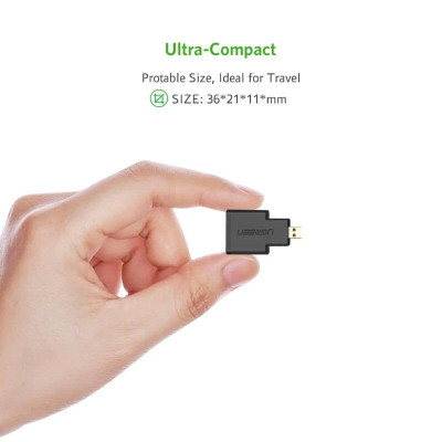 Ugreen UG2010620106TK Màu Đen Đầu chuyển đổi Micro HDMI sang HDMI - HÀNG CHÍNH HÃNG