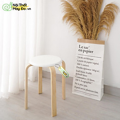 Ghế Đôn - Pin Stool - Thiết Kế Chân Trụ Cách Điệu Sang Trọng - Lắp Ráp Đơn Giản - Màu Trắng 