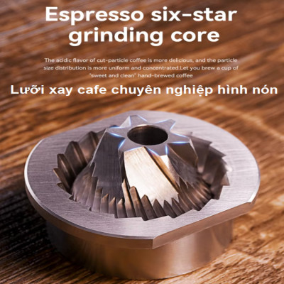 Máy xay hạt cà phê cầm tay chuyên nghiệp, lưỡi xay 6 cánh core kép, 55 cấp độ và 11 Level. Thương hiệu Mỹ cao cấp HiBREW - G4B. Hàng chính hãng