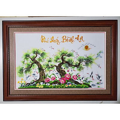 TRANH THÊU - SONG TÙNG BÁCH HẠC (TRANH TREO PHONG THỦY)