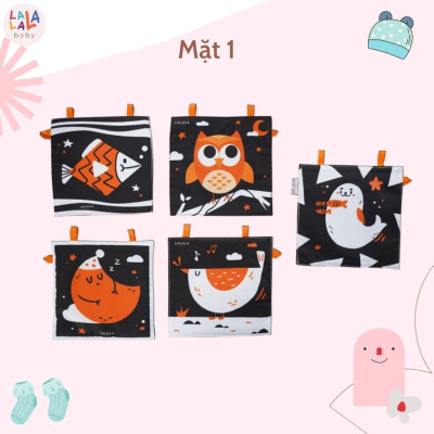 Bộ Đồ Chơi Thẻ Vải Lalala Baby 5 Chất Liệu Kích Thích Thị Giác Cho Trẻ Sơ Sinh