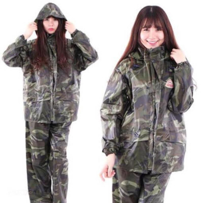 Áo mưa bộ - Bộ áo đi mưa , vải dù cho người lớn 3XL ( 65 - 80kg ) , màu lính rằn ri , chống thấm nước , phù hợp cho nam và nữ kèm túi đựng sang trọng
