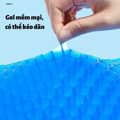 Đệm ngồi 3D cao cấp thoáng khí - Nệm lót ghế gel silicon tổ ong chống ê mông, mỏi lưng