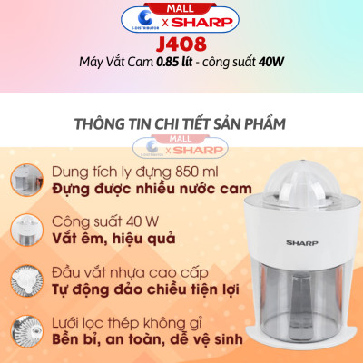 Máy vắt cam Sharp EJ-J408-WH - Hàng chính hãng