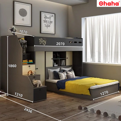 [Miễn phí giao hàng và lắp đặt tại TP.HCM] GIƯỜNG TẦNG THÔNG MINH ĐA NĂNG OHAHA - GTĐN003