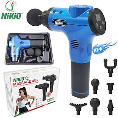 Súng (Máy) Massage Cầm Tay Nikio NK-170B - 6 Đầu Matxa, 5 Chế Độ, 6 Tốc Độ Mát Xa, Pin Sạc Không Dây 2000mAh - Hỗ Trợ Giảm Đau Nhức Và Giãn Cơ Toàn Thân, Công Nghệ Bộ Gõ Thế Hệ Mới