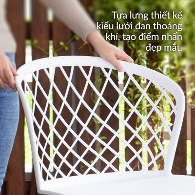 Ghế cafe mặt nhựa chân kim loại giả gỗ Carbo