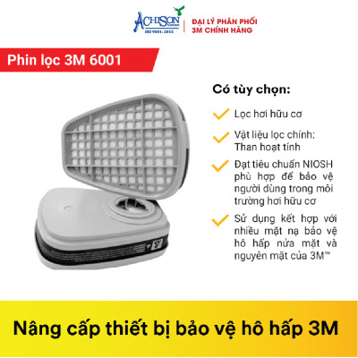 Bộ mặt nạ chống hóa chất, dùng phun thuốc trừ sâu - Mặt nạ nửa mặt 3M 6100/ 6200  kèm 2 phin lọc - Hàng chính hãng 100%